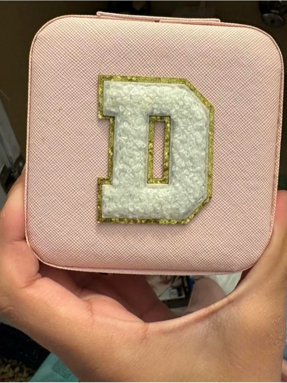 Pink Women's Jewelry Case with White 'D' Patch
